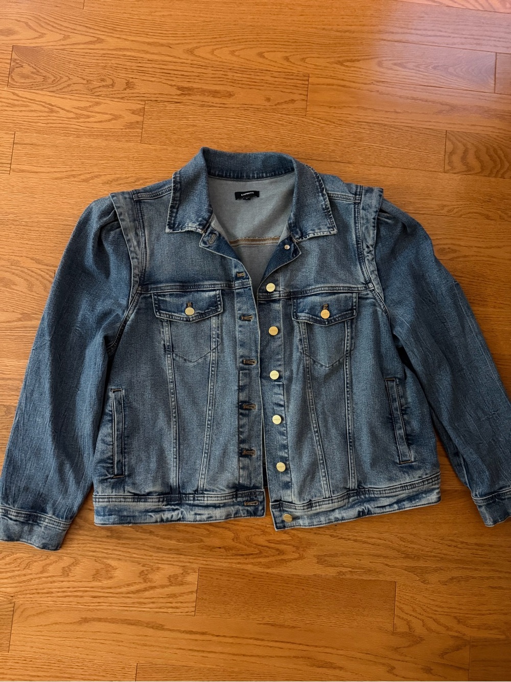 Puff Sleeve Denim Jacket - Women's